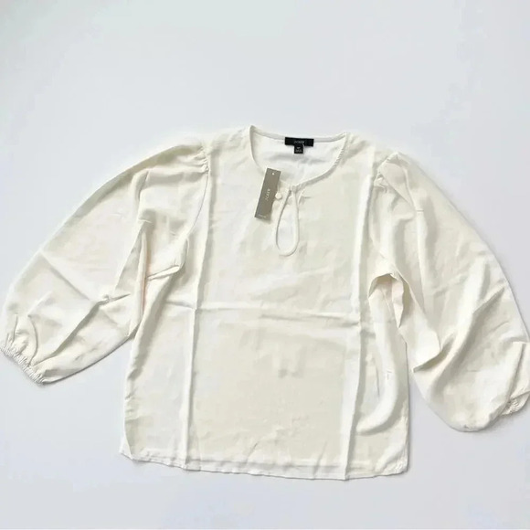 J. Crew Petite Puff-sleeve satin-back crepe top in Ivory Size SP PS NWT - Picture 6 of 7
